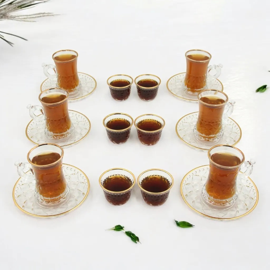 Joliano 18-Piece Elegant Tea Mug Glassware Set – Premium Quality Glass, Stylish Handle Design, Perfect for Tea – Ideal for Home, Cafés, and Special Occasions - Damoo