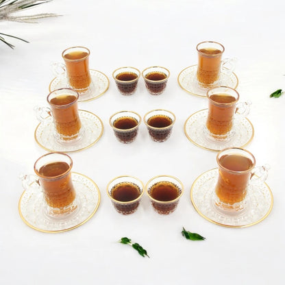 Joliano 18-Piece Elegant Tea Mug Glassware Set – Premium Quality Glass, Stylish Handle Design, Perfect for Tea – Ideal for Home, Cafés, and Special Occasions - Damoo