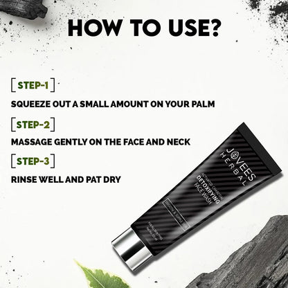 Jovees Activated Charcoal Detox Face Wash – 120ml | Deep Pore Cleanser for Acne-Prone & Oily Skin | Controls Oil, Fights Acne, and Detoxifies | Paraben-Free - Damoo