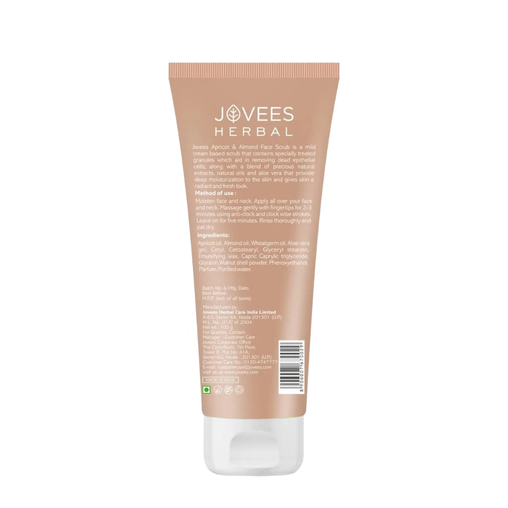 Jovees Apricot & Almond Facial Scrub – 100g | Exfoliating Cream for Dry Skin with Natural Oils - Damoo