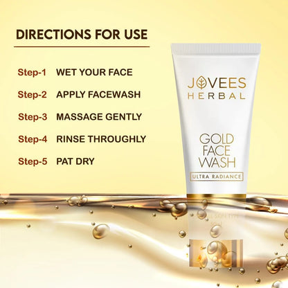 Jovees Gold Ultra Radiance Face Wash – 100ml | 24K Gold Glow, Anti-Aging, Brightening Cleanser for All Skin Types - Damoo