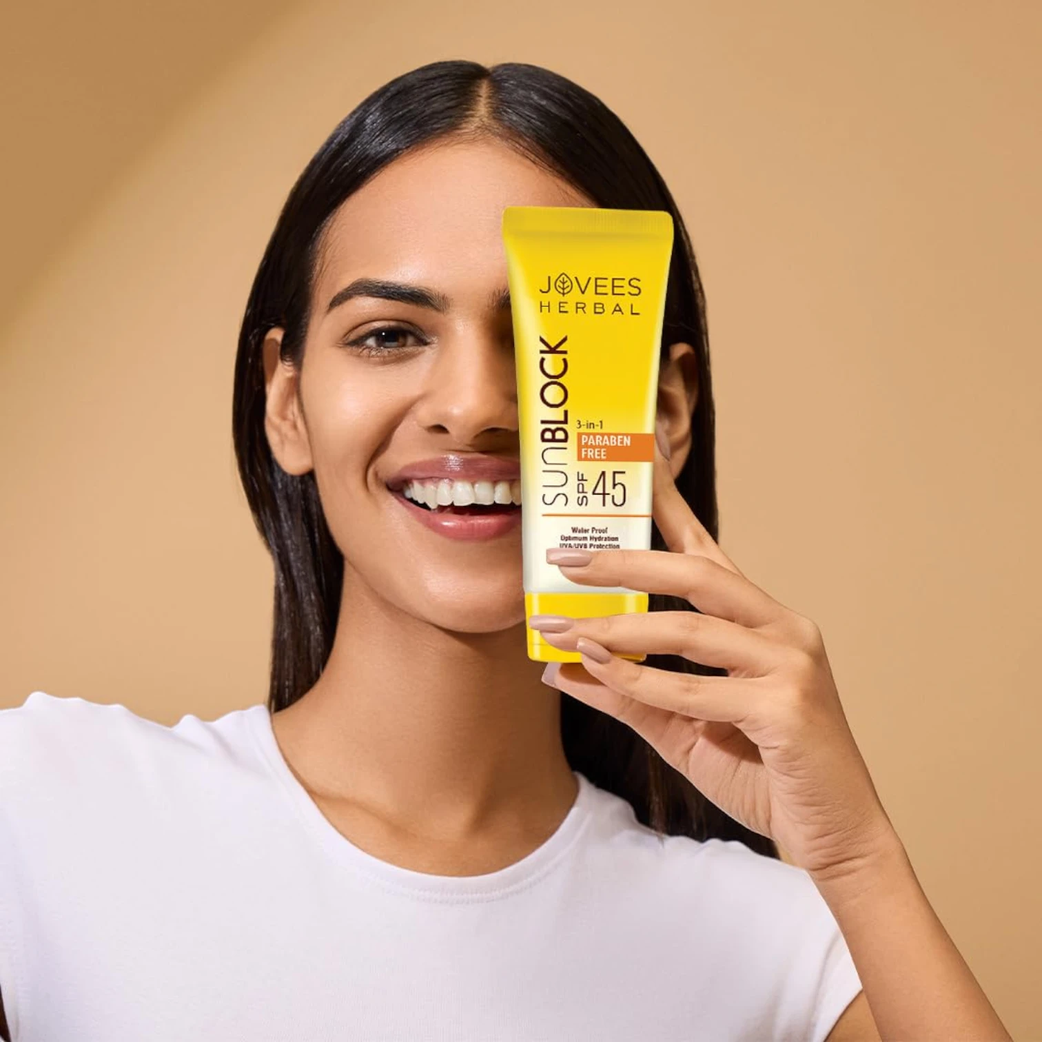 Jovees Herbal Sun Block SPF 45 – 100g | Broad Spectrum UVA/UVB & Blue Light Protection | Hydrating Sunscreen for Dry Skin | Lightweight, Non-Greasy Formula for Men & Women - Damoo