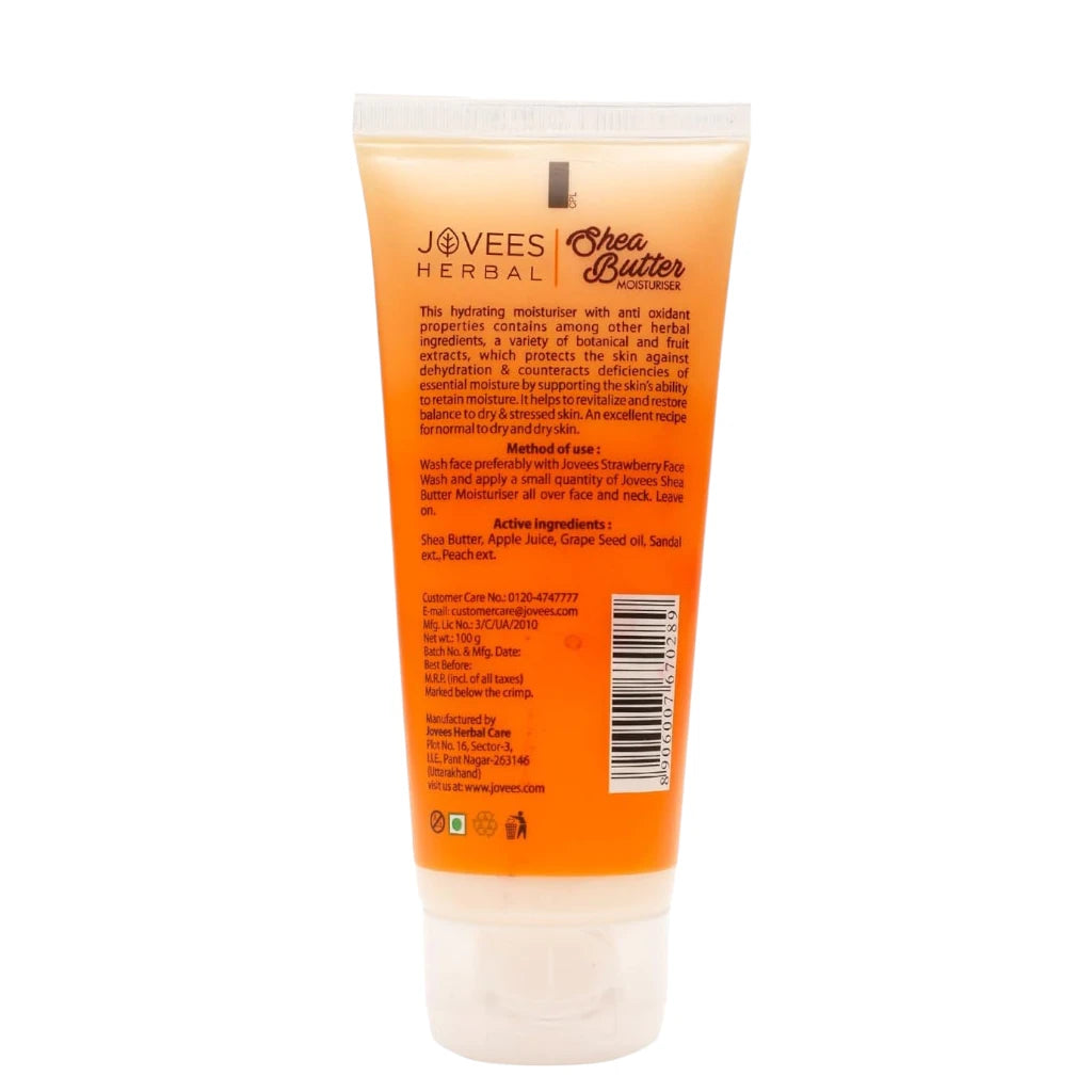 Jovees Shea Butter Moisturizer – 100gm | Deep Hydration with Fruit Extracts | Anti-Ageing & Inflammation Relief | For Normal & Dry Skin - Damoo