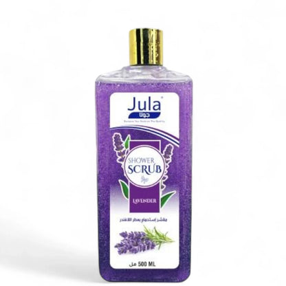 JULA Lavender Shower Scrub – 500ml Soothing Exfoliating Body Wash with Natural Botanical Extracts, Aloe Vera & Vitamin E – Calming Scent & Hydrating Formula for All Skin Types - Damoo