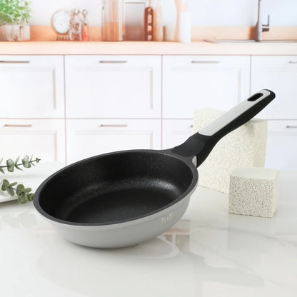 JULIA Elite-Lux Light Gray Frypan Without Lid – Granite Ultra Non-Stick Coating, Induction Base, Heat-Resistant Bakelite Handle, PTFE & PFOA-Free, Die-Cast Aluminum, Suitable for All Cooktops - Damoo