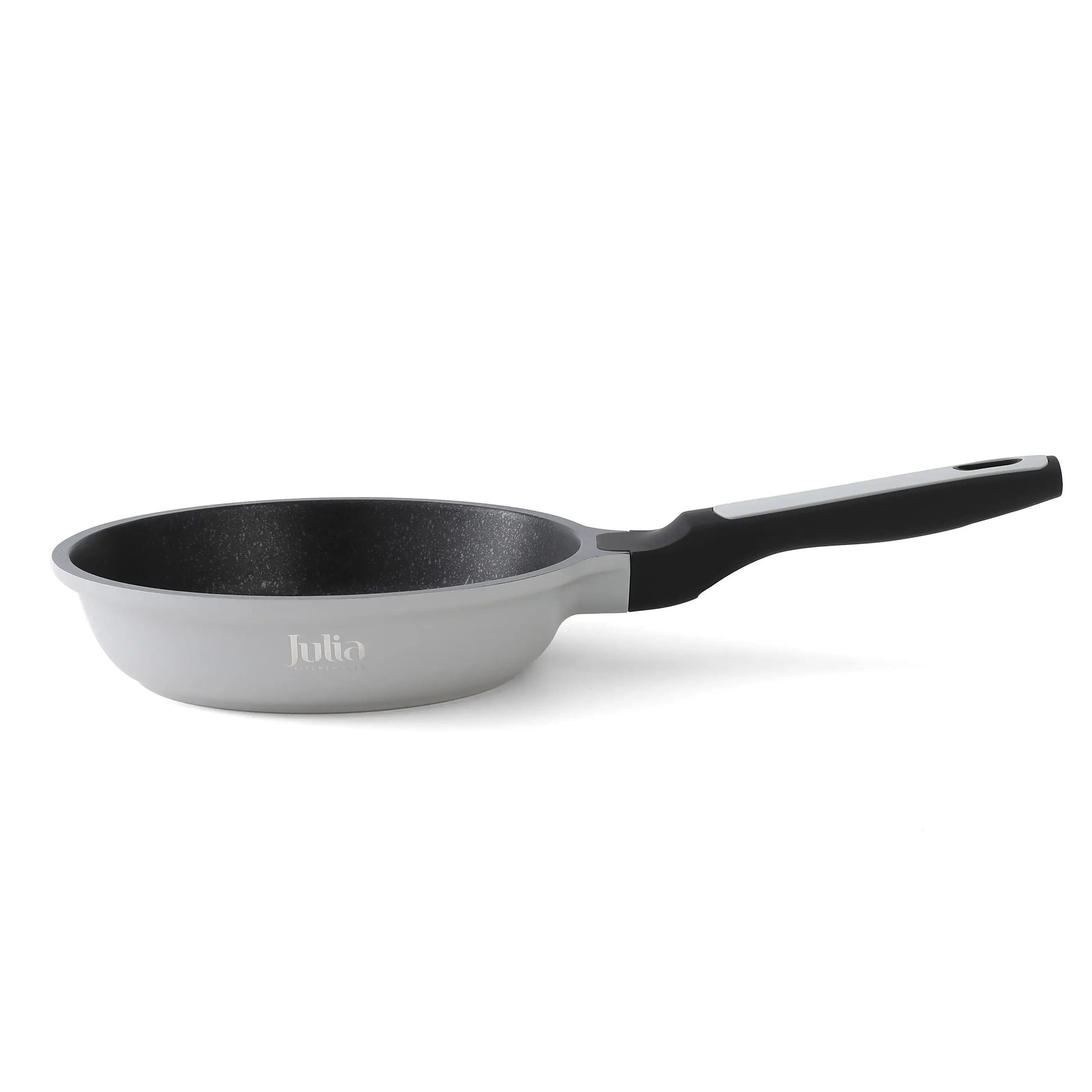 JULIA Elite-Lux Light Gray Frypan Without Lid – Granite Ultra Non-Stick Coating, Induction Base, Heat-Resistant Bakelite Handle, PTFE & PFOA-Free, Die-Cast Aluminum, Suitable for All Cooktops - Damoo