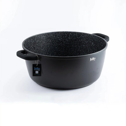 Julia Elite-Pro Plus Casserole with Lid – 40 CM, Black Granite Non-Stick Coating, Induction Base, Heat-Resistant Detachable Silicone Handles, PTFE & PFOA-Free, For All Cooktops - Damoo