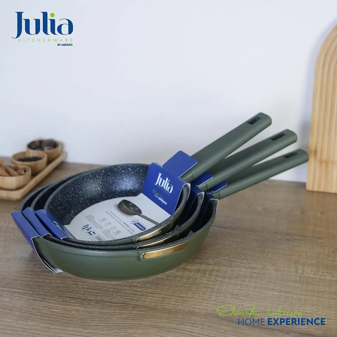 JULIA Elite-Top 20 CM Frypan Without Lid – Green Granite Ultra Non-Stick Coating, Induction Base, Heat-Resistant Bakelite Handle, PTFE & PFOA-Free, Die-Cast Aluminum, For All Cooktops - Damoo