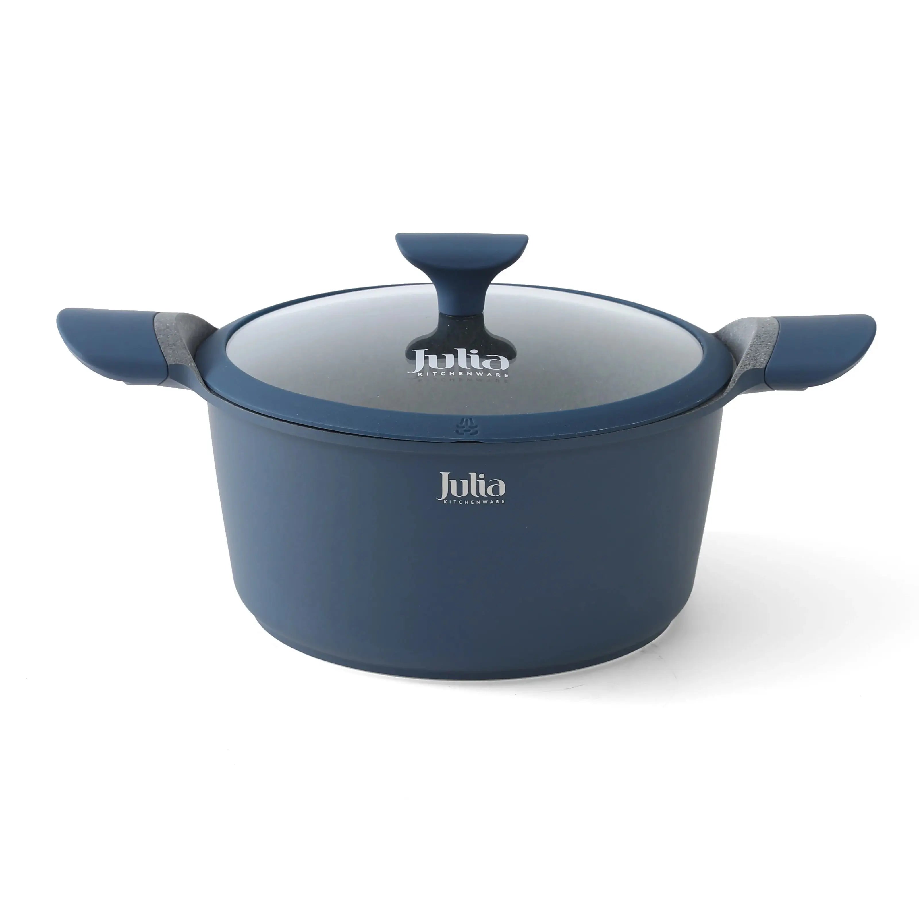 Julia Elite Uni Non-Stick Casserole with Silicone Lid – Premium Blue Marble Cookware – PTFE & PFOA Free – Induction Ready – Available in 20cm, 24cm, 28cm, 32cm - Damoo