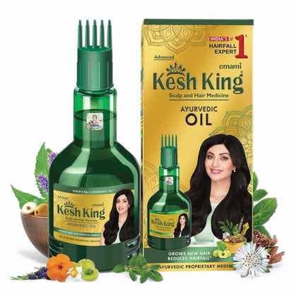 KESH KING Ayurvedic Anti Hairfall Hair Oil – 300ml | Herbal Hair Growth & Fall Control Treatment | Paraben-Free | For All Hair Types - Damoo