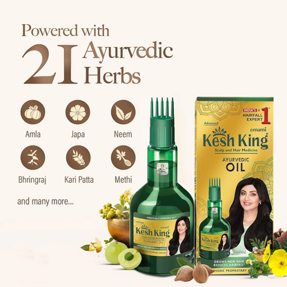 KESH KING Ayurvedic Anti Hairfall Hair Oil – 300ml | Herbal Hair Growth & Fall Control Treatment | Paraben-Free | For All Hair Types - Damoo
