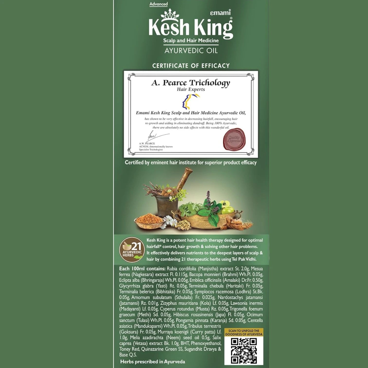 KESH KING Ayurvedic Anti Hairfall Hair Oil – 300ml | Herbal Hair Growth & Fall Control Treatment | Paraben-Free | For All Hair Types - Damoo