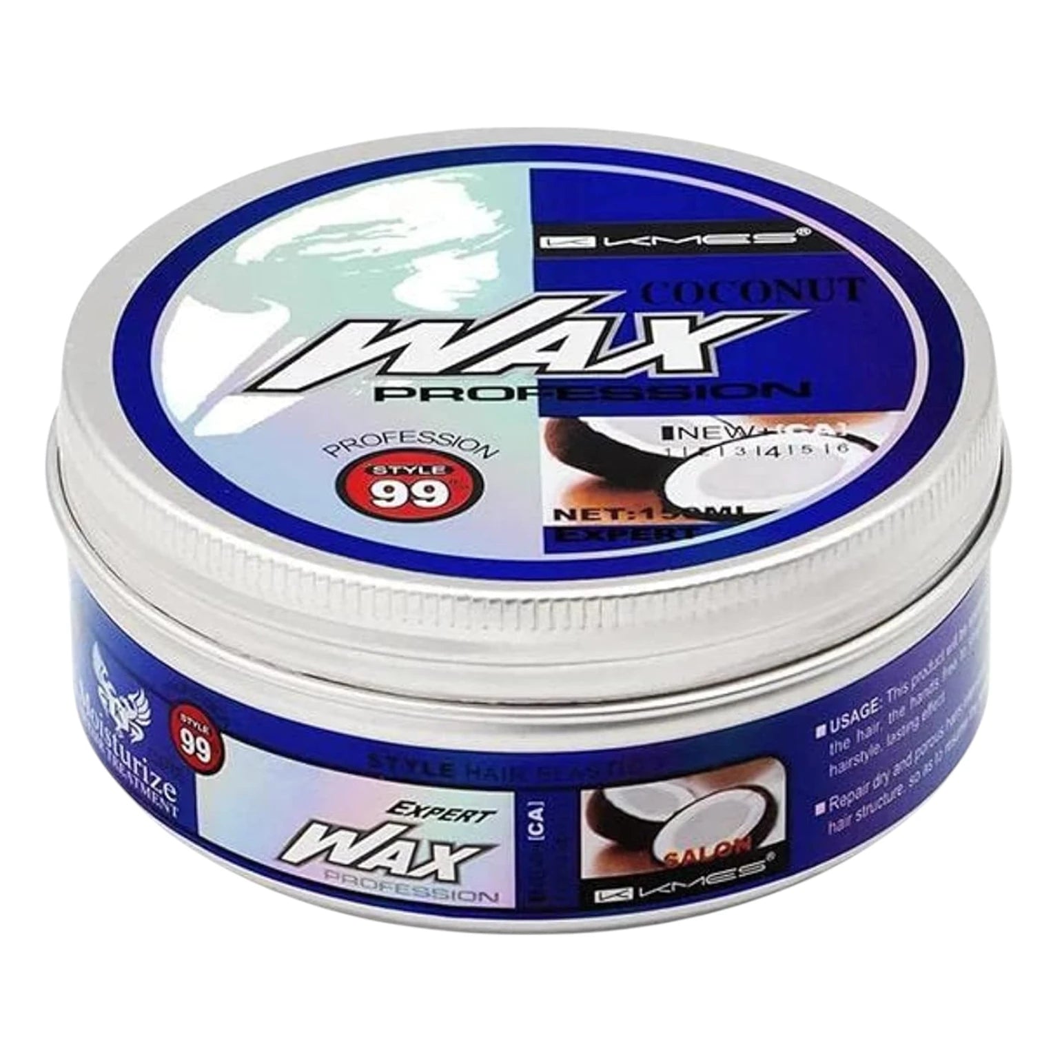 Kmes Professional Hair Wax with Coconut & Snake Oil 150ml – Hydrating, High-Gloss Styling Wax for Texture & Shine – Latex-Free - Damoo