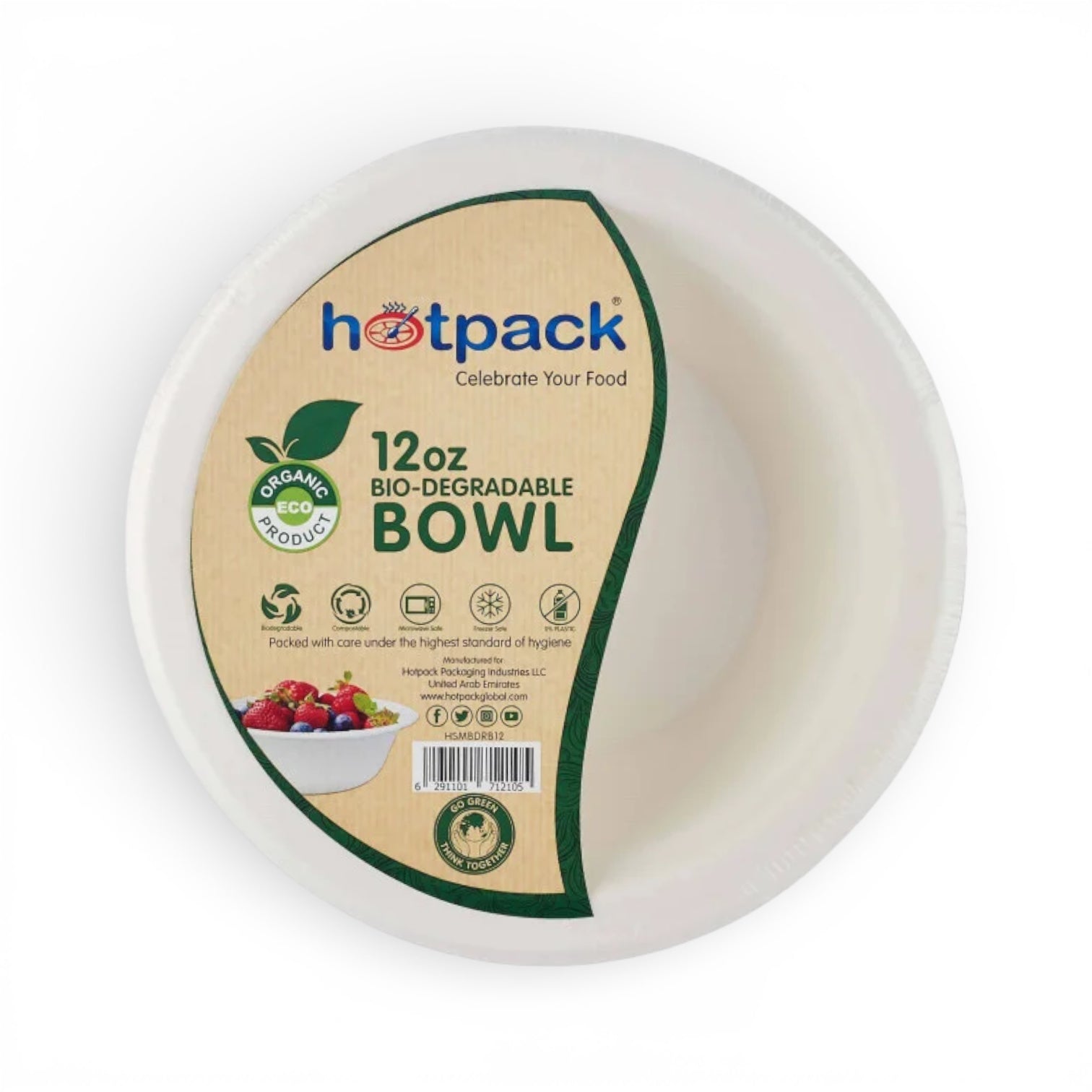 Hotpack 12oz Biodegradable Paper Pulp Bowls – Eco-Friendly Disposable Food Bowls (10 Pieces) - Damoo