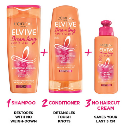 L'Oréal Paris Elvive Dream Long Restoring Shampoo 200ml | With Castor Oil & Vegetal Proteins | Strengthens & Repairs Long Hair with Split Ends - Damoo