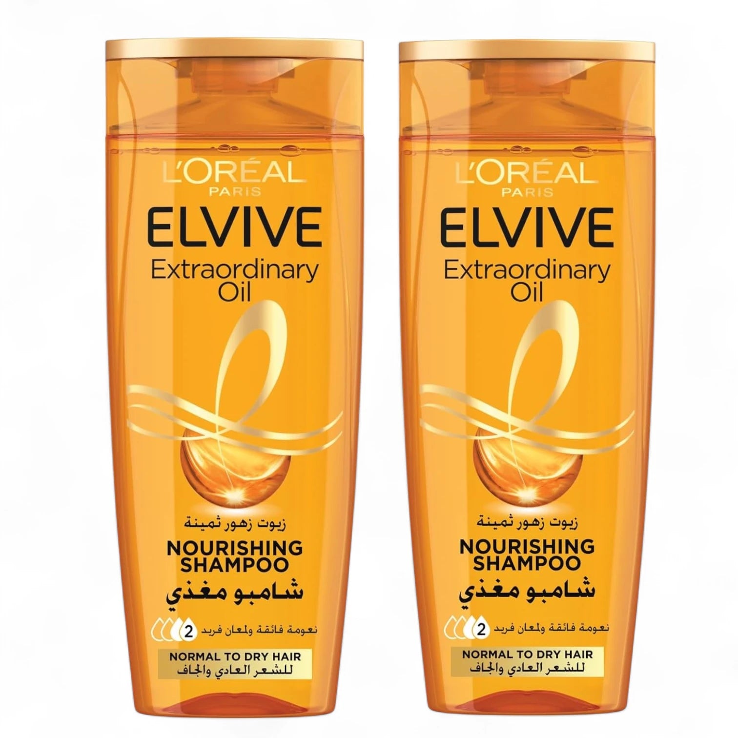 L’Oréal Paris Elvive Extraordinary Oil Shampoo 2 x 400ml | For Normal to Dry Hair | With 6 Flower Oils for Nourished, Silky Hair - Damoo