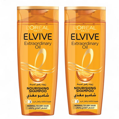 L’Oréal Paris Elvive Extraordinary Oil Shampoo 2 x 400ml | For Normal to Dry Hair | With 6 Flower Oils for Nourished, Silky Hair - Damoo