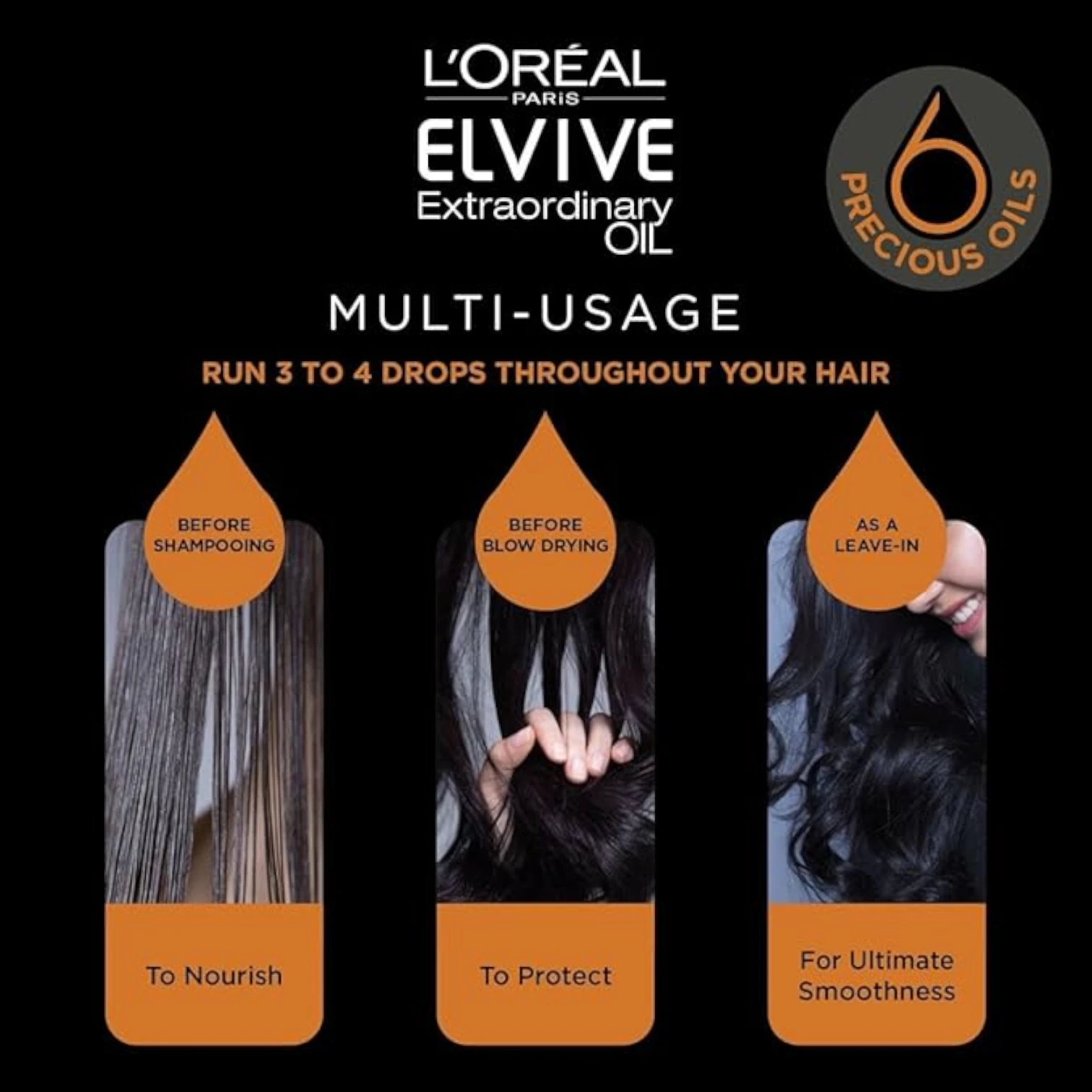 L’Oréal Paris Elvive Extraordinary Oil Smooth Shampoo for Dry & Frizzy Hair | Nourishing Oleo-Keratin & Argan Oil | Paraben-Free - Damoo