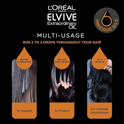 L’Oréal Paris Elvive Extraordinary Oil Smooth Shampoo for Dry & Frizzy Hair | Nourishing Oleo-Keratin & Argan Oil | Paraben-Free - Damoo