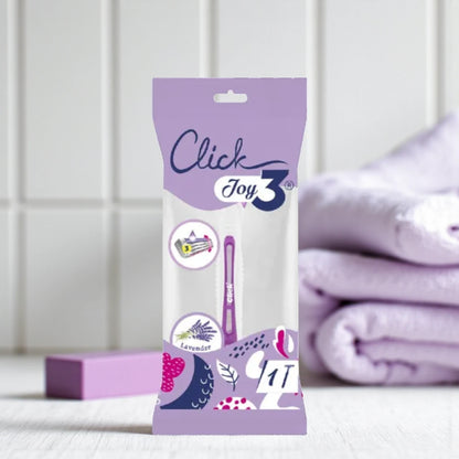 Click Joy3 Lavender Women’s Razor – 3 Blade Disposable Shaver with Lavender Scent, Smooth & Gentle Shaving Experience – 1 Piece Pack - Damoo