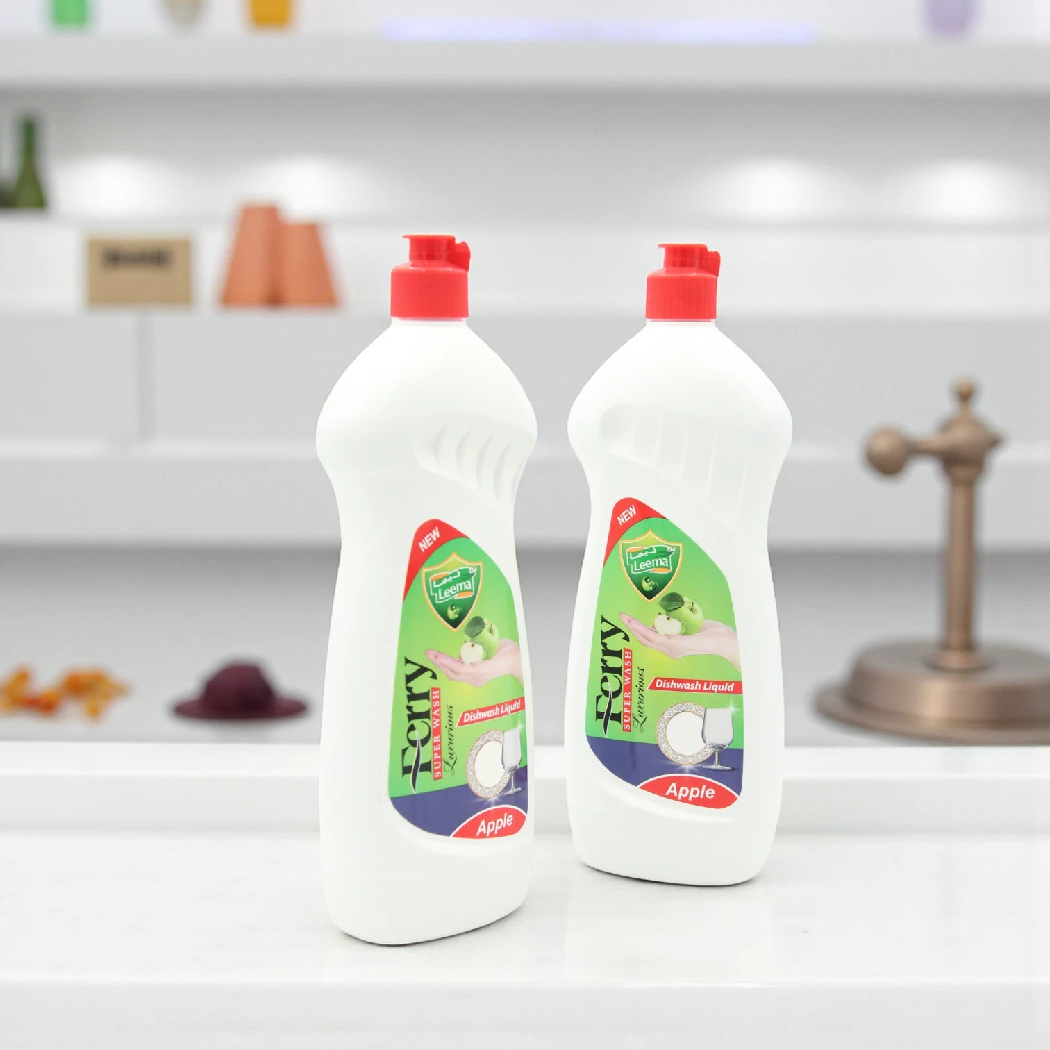 Leema Ferry Dishwashing Liquid – Apple Scent (2-Pack) | Super Wash Formula, Luxurious Clean, Sparkling Finish - Damoo