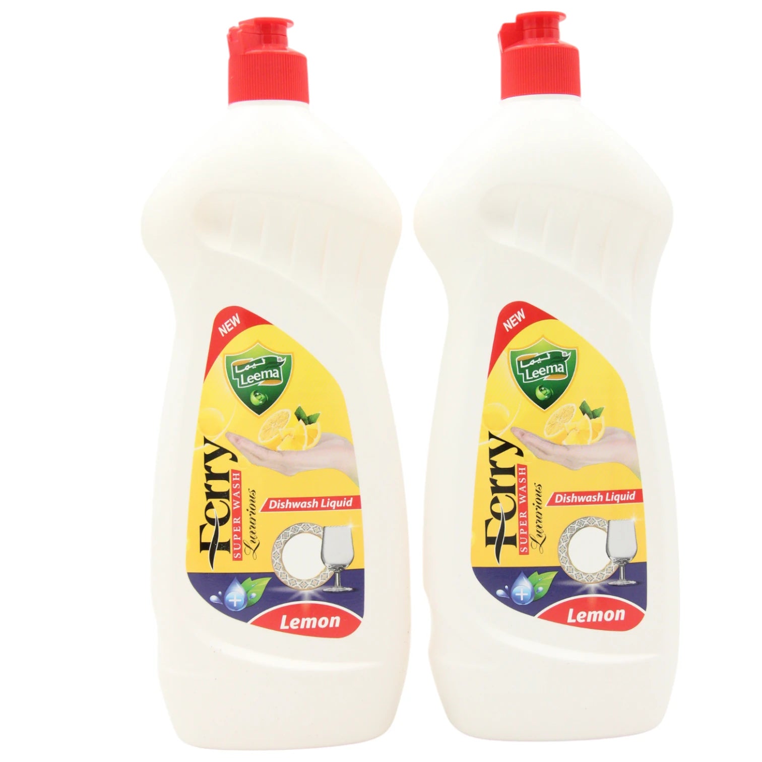 Leema Ferry Super Wash Dishwashing Liquid – Lemon Scent, 2 x 750 ML (Twin Pack) – Powerful Grease Removal & Long-Lasting Freshness - Damoo