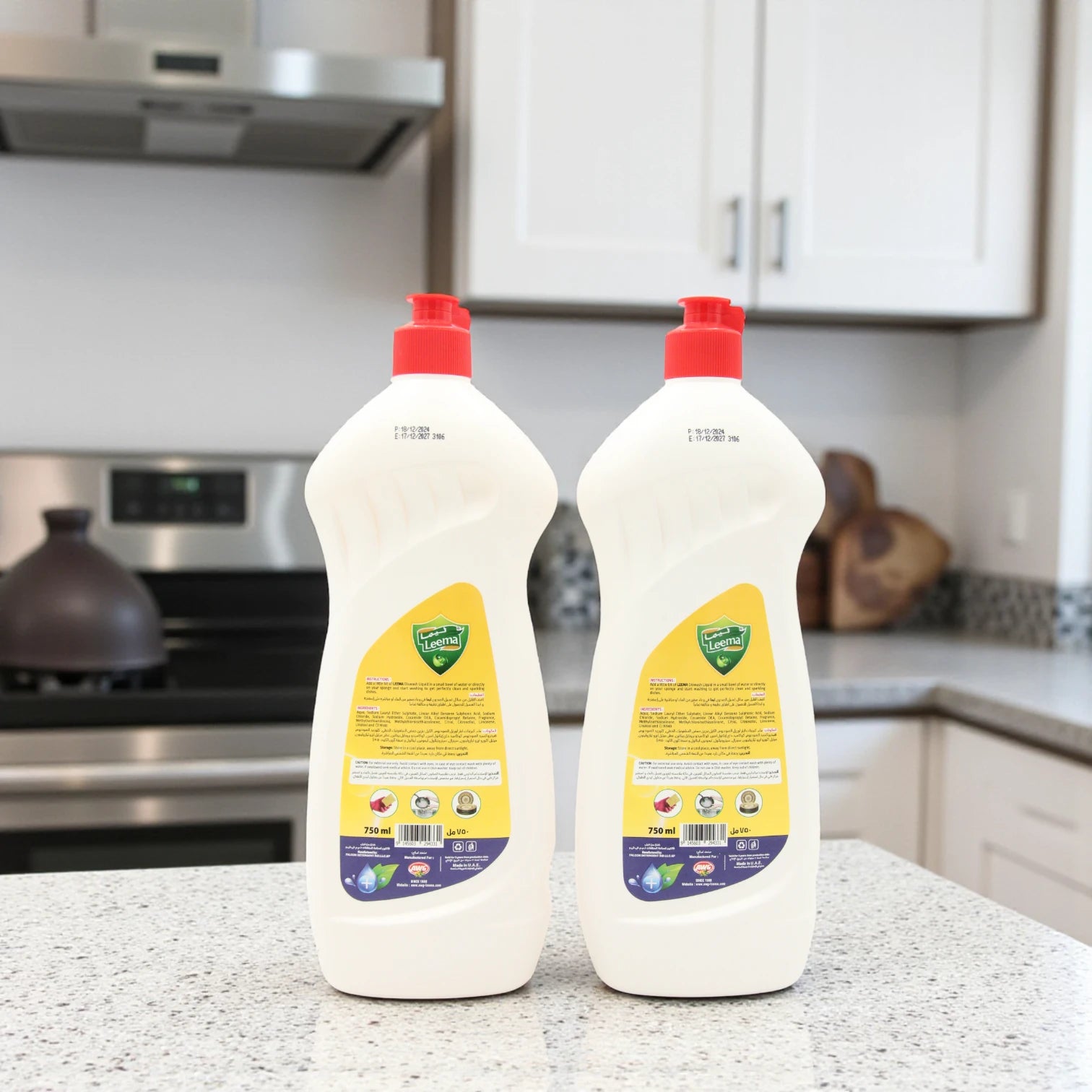 Leema Ferry Super Wash Dishwashing Liquid – Lemon Scent, 2 x 750 ML (Twin Pack) – Powerful Grease Removal & Long-Lasting Freshness - Damoo