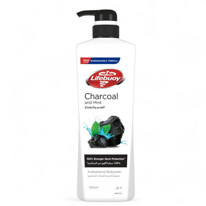 Lifebuoy Charcoal & Mint Antibacterial Body Wash, 700ml | With Activ Silver+ Formula | Deep Cleansing & Germ Protection - Damoo