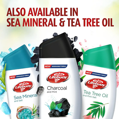 Lifebuoy Charcoal & Mint Antibacterial Body Wash, 700ml | With Activ Silver+ Formula | Deep Cleansing & Germ Protection - Damoo