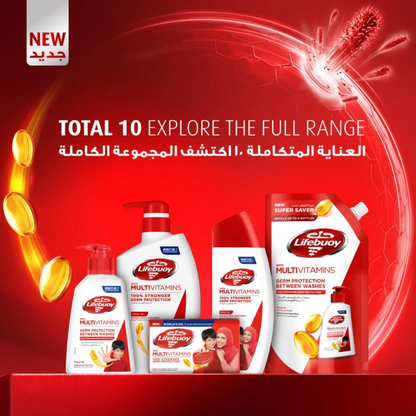 Lifebuoy Total 10 Antibacterial Body Wash 300ml (Pack of 2) – 100% Stronger Germ Protection with Multivitamin Shield - Damoo