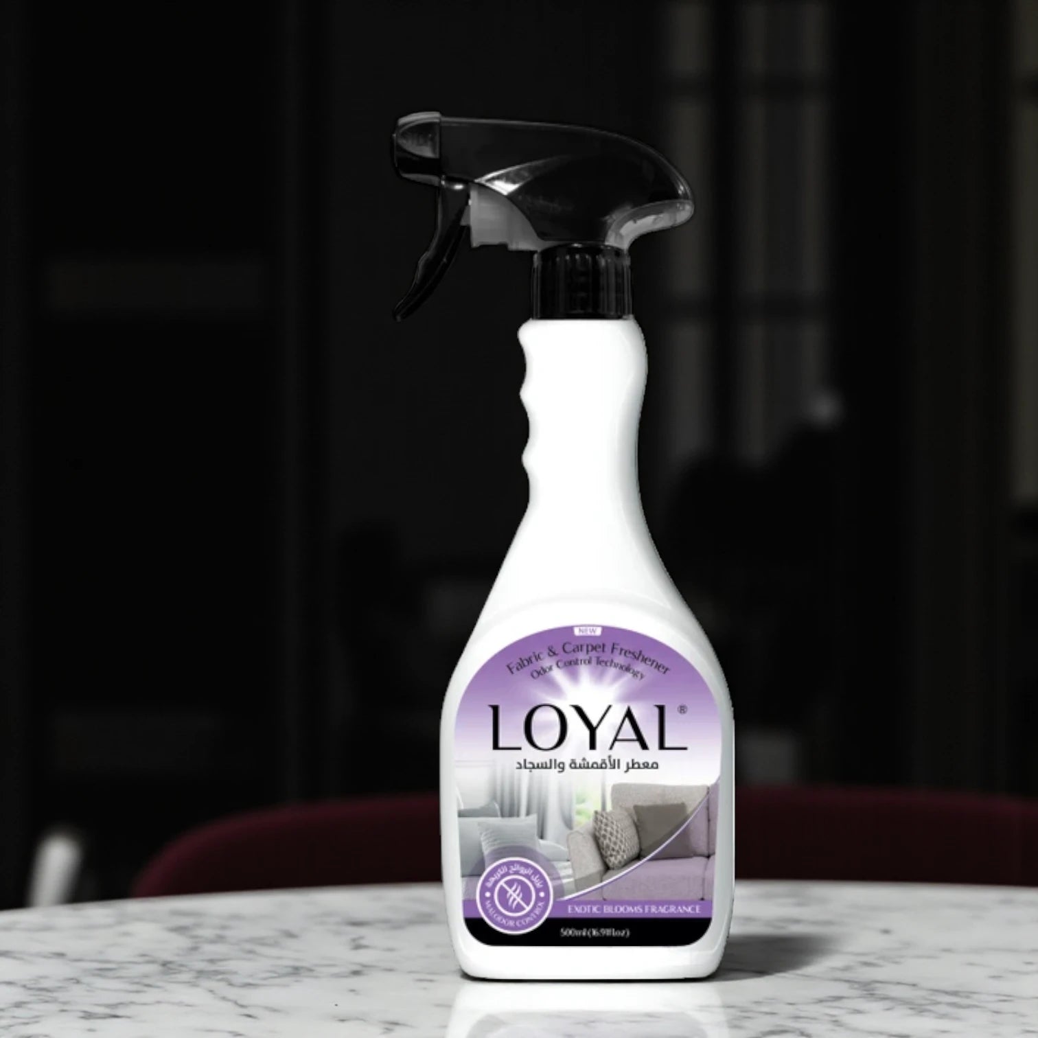 Loyal Fabric, Carpet & Air Freshener – Exotic Blooms Scent – 3-in-1 Deodorizer Spray – Long Lasting Freshness – 500ml - Damoo