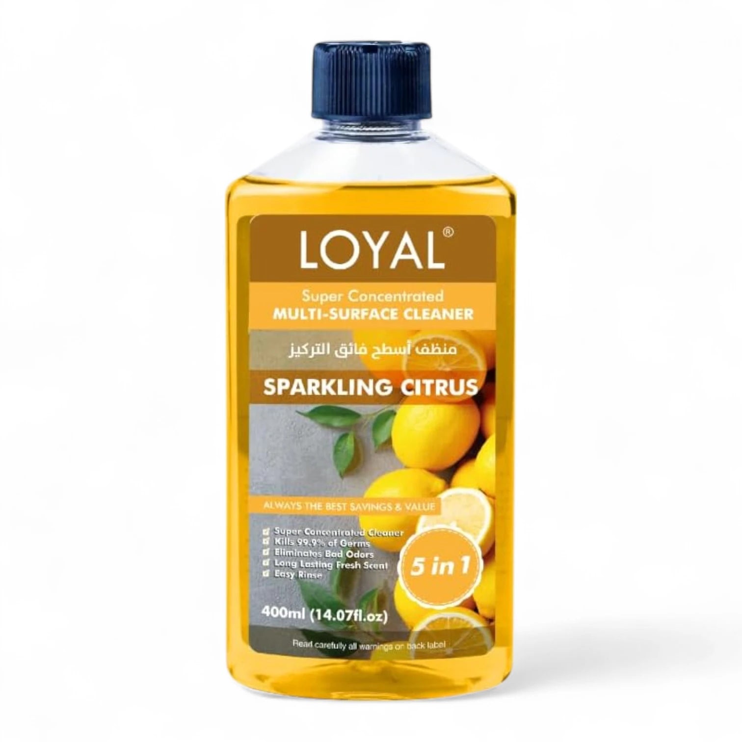 LOYAL Super Concentrated Deodorizer & Multi-Surface Cleaner – Sparkling Citrus | 5-in-1 Cleaner, Odour Neutraliser, Food-Safe, Long-Lasting Freshness - Damoo