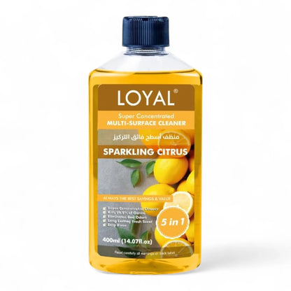 LOYAL Super Concentrated Deodorizer & Multi-Surface Cleaner – Sparkling Citrus | 5-in-1 Cleaner, Odour Neutraliser, Food-Safe, Long-Lasting Freshness - Damoo