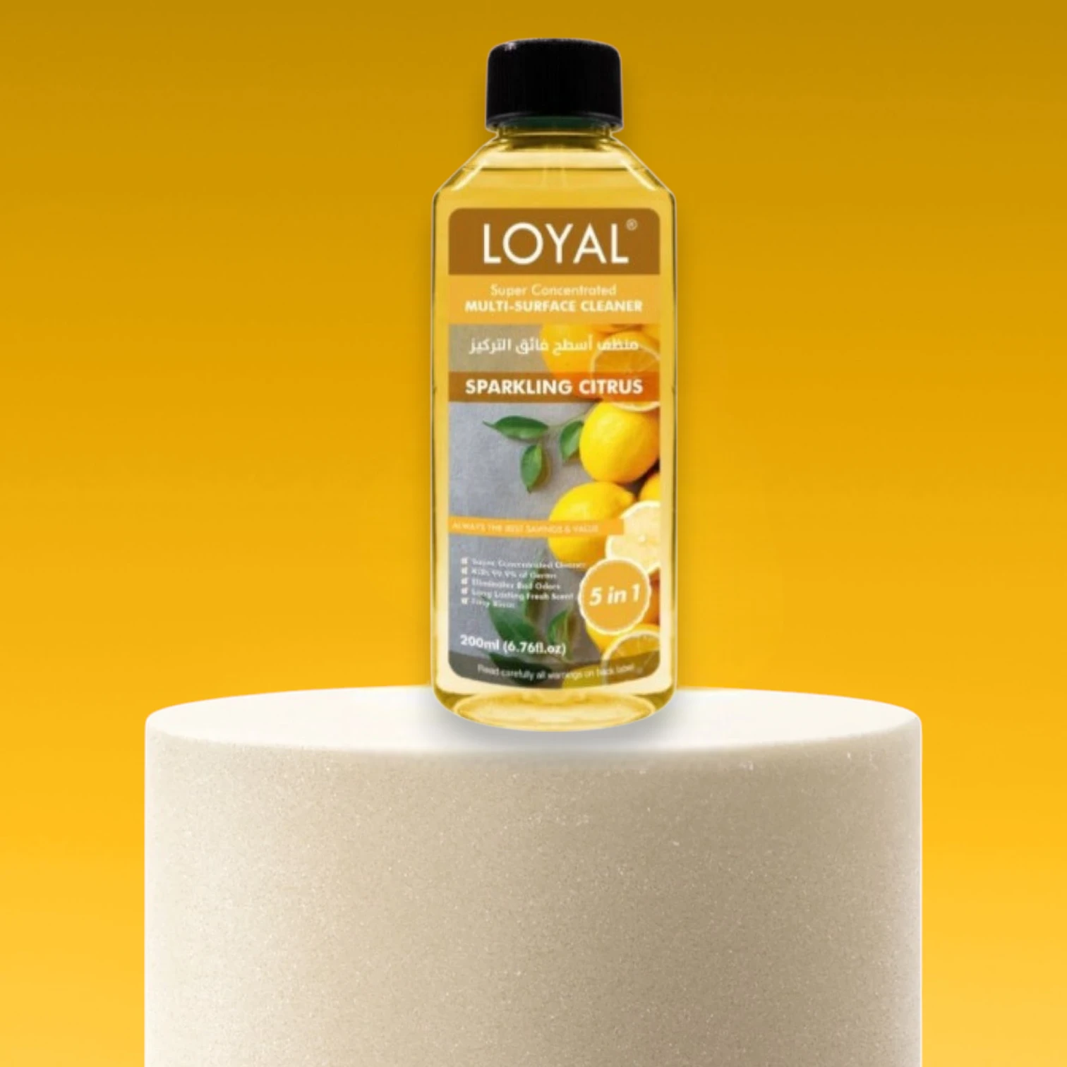 LOYAL Super Concentrated Deodorizer & Multi-Surface Cleaner – Sparkling Citrus | 5-in-1 Cleaner, Odour Neutraliser, Food-Safe, Long-Lasting Freshness - Damoo