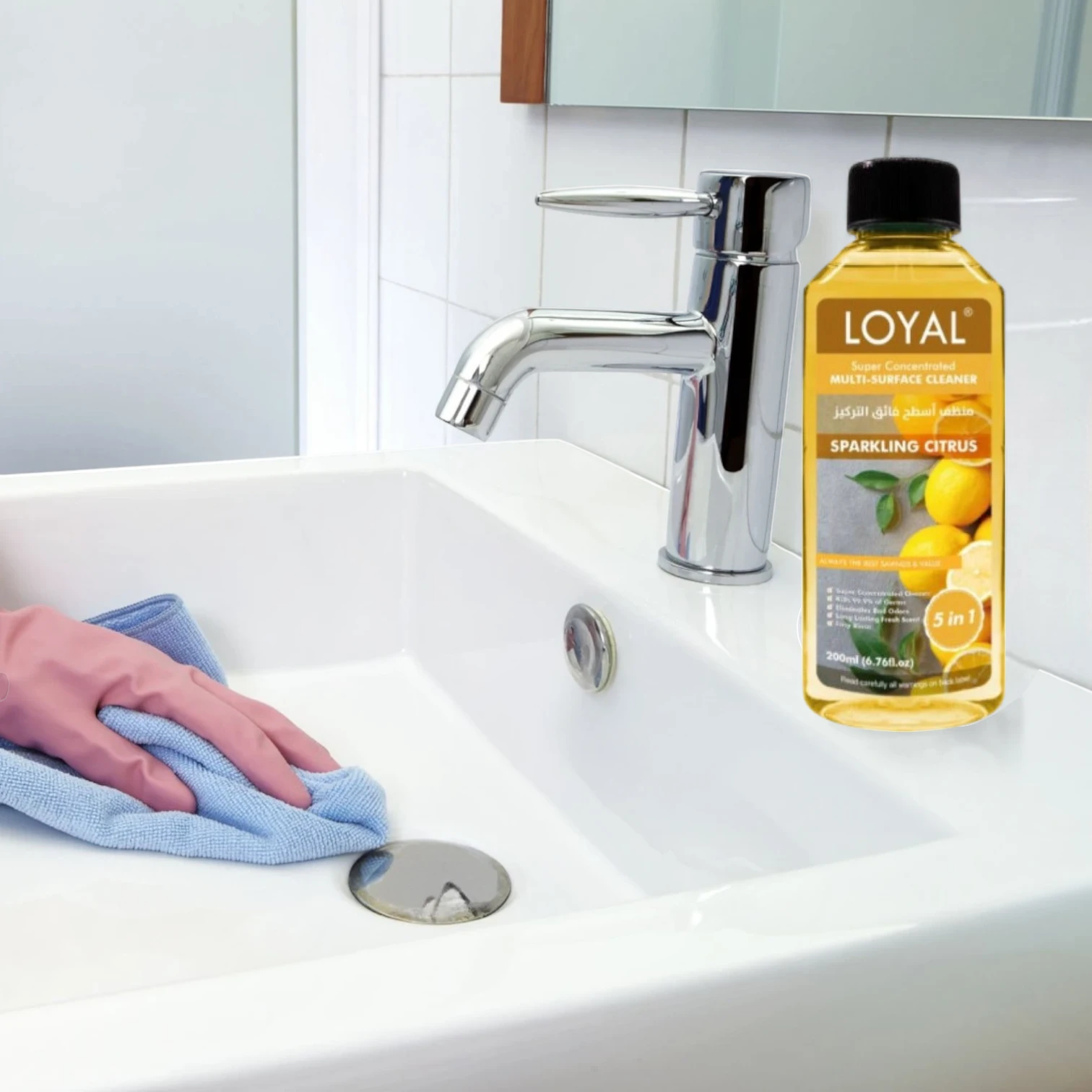 LOYAL Super Concentrated Deodorizer & Multi-Surface Cleaner – Sparkling Citrus | 5-in-1 Cleaner, Odour Neutraliser, Food-Safe, Long-Lasting Freshness - Damoo