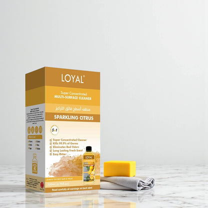LOYAL Super Concentrated Deodorizer & Multi-Surface Cleaner – Sparkling Citrus | 5-in-1 Cleaner, Odour Neutraliser, Food-Safe, Long-Lasting Freshness - Damoo