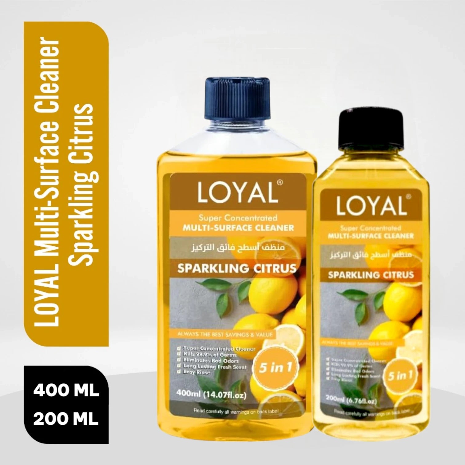 LOYAL Super Concentrated Deodorizer & Multi-Surface Cleaner – Sparkling Citrus | 5-in-1 Cleaner, Odour Neutraliser, Food-Safe, Long-Lasting Freshness - Damoo