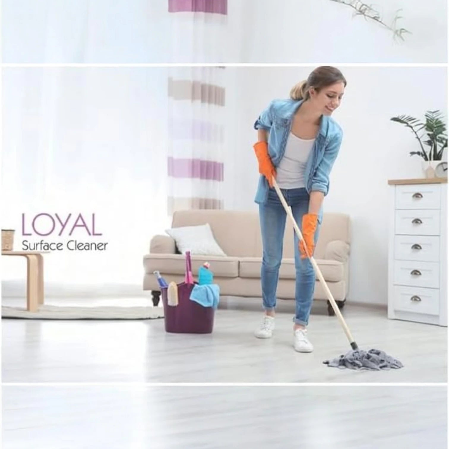 Loyal Surface Cleaner Liquid – 2400ML – Lemon Basket Scent – Powerful Multi-Surface Cleaner – Kills 99.9% of Germs – Long-Lasting Citrus Freshness – Yellow Color - Damoo