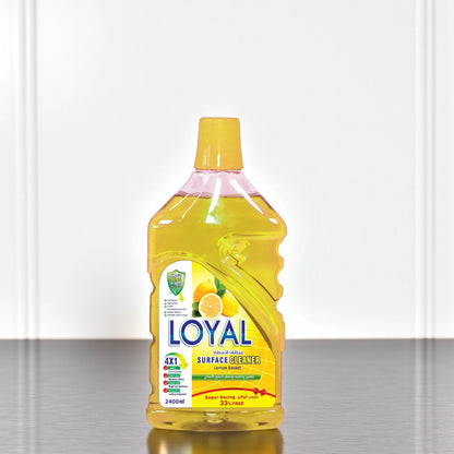 Loyal Surface Cleaner Liquid – 2400ML – Lemon Basket Scent – Powerful Multi-Surface Cleaner – Kills 99.9% of Germs – Long-Lasting Citrus Freshness – Yellow Color - Damoo