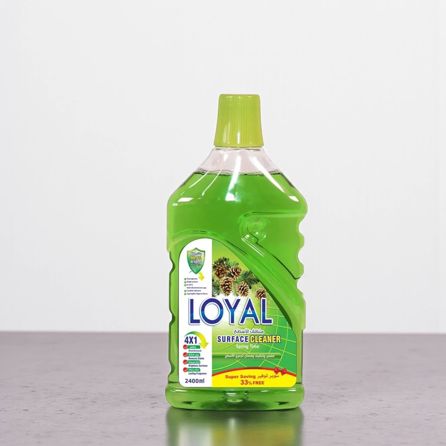Loyal Surface Cleaner Liquid – 2400ML – Spring Time Scent with Pear – Natural Multi-Surface Disinfectant – Kills 99.9% of Germs – Long-Lasting Freshness - Damoo