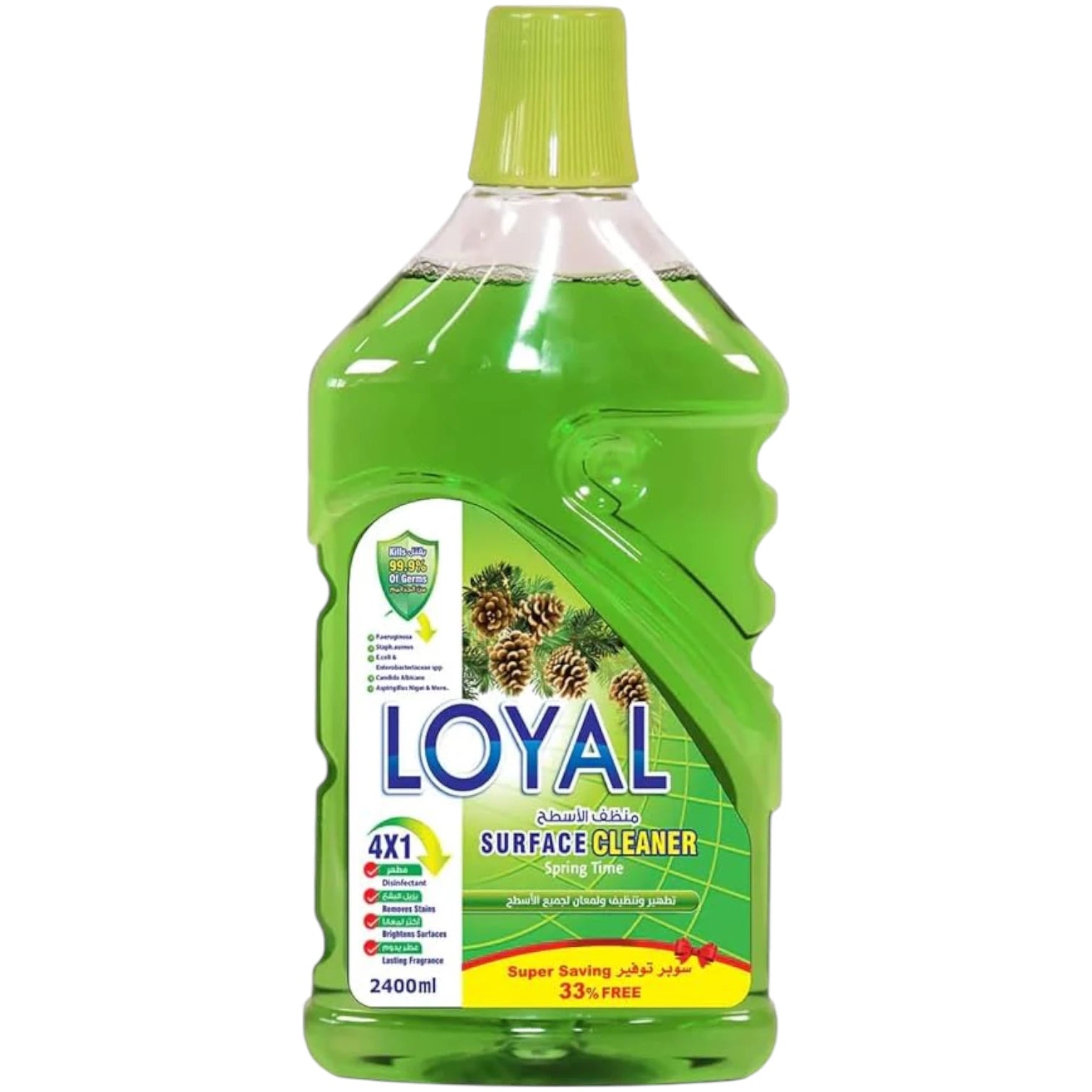 Loyal Surface Cleaner Liquid – 2400ML – Spring Time Scent with Pear – Natural Multi-Surface Disinfectant – Kills 99.9% of Germs – Long-Lasting Freshness - Damoo