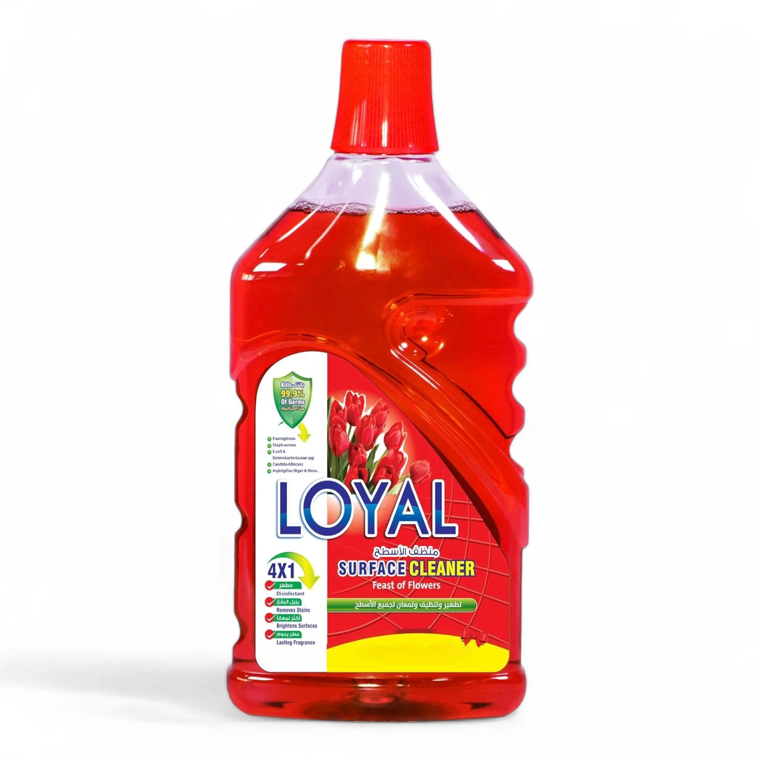 Loyal Surface Cleaner Liquid – Feast of Flowers Scent, Red – 800ml – Kills 99.9% of Germs, Removes Stains & Leaves Surfaces Shiny - Damoo