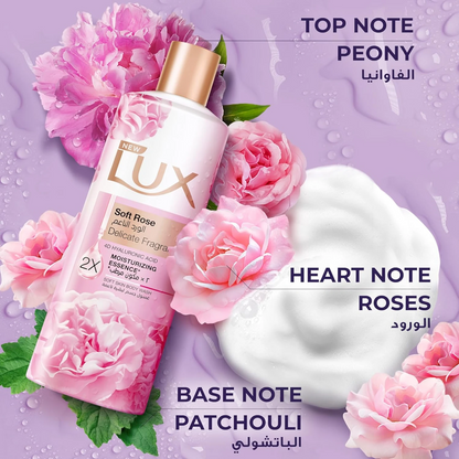Lux Body Wash & Hand Wash Combo – Soft Rose with 4D Hyaluronic Acid 250ml + Botanicals Skin Detox Hand Wash with Camellia & Aloe Vera 240ml | Hydrating & Purifying for All Skin Types - Damoo