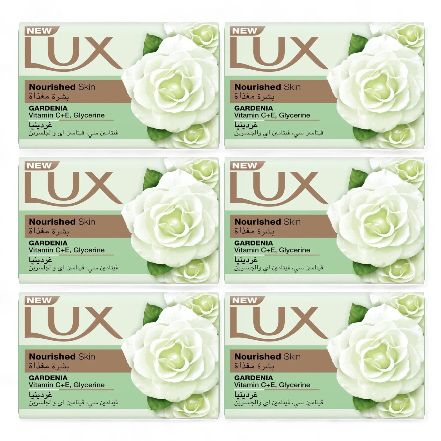 LUX Nourished Skin Bar Soap  170g x 6 Pack – Gardenia Scent, with Vitamin C, E & Glycerine - Damoo