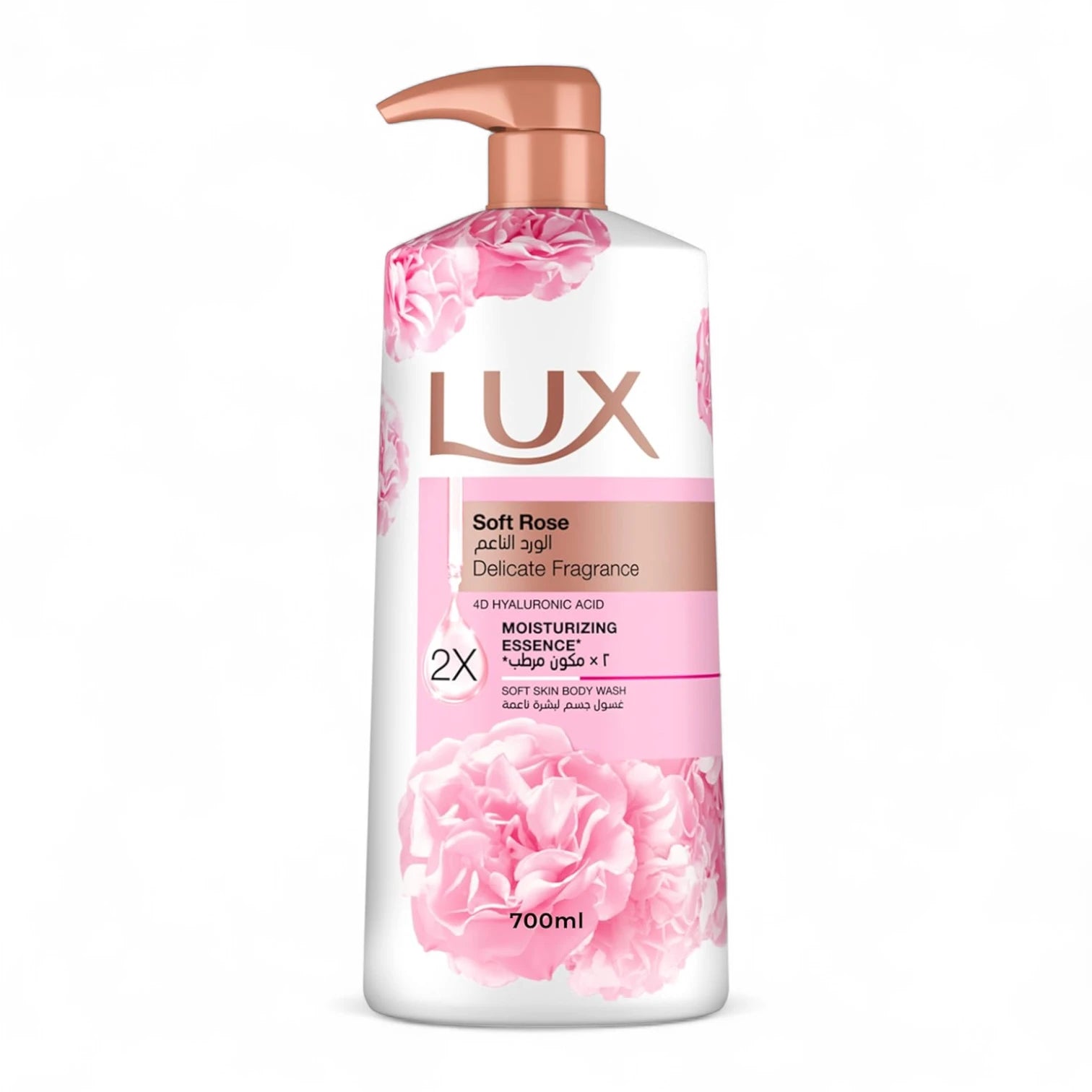 Lux Soft Rose Body Wash 700ml – 2X Moisturizing Essence & 4D Hyaluronic Acid for Deep Hydration & Alluring Fragrance - Damoo