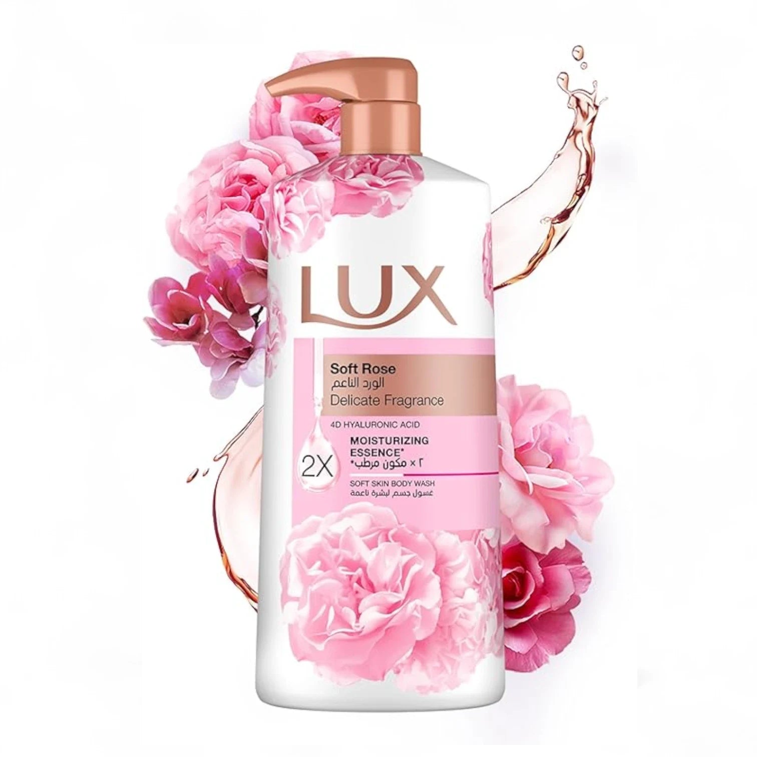 Lux Soft Rose Body Wash 700ml – 2X Moisturizing Essence & 4D Hyaluronic Acid for Deep Hydration & Alluring Fragrance - Damoo
