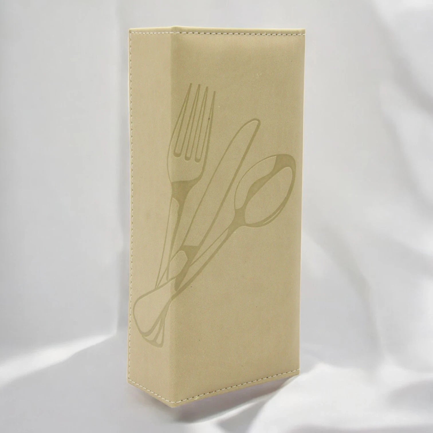 Luxury Beige Faux Leather & Acrylic Cutlery Holder Set – Elegant Napkin & Utensil Organizer for Kitchen, Dining, and Restaurants - Damoo