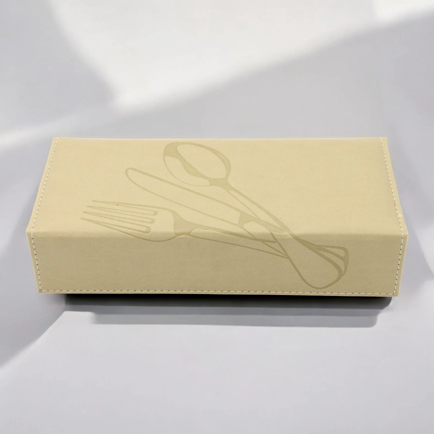 Luxury Beige Faux Leather & Acrylic Cutlery Holder Set – Elegant Napkin & Utensil Organizer for Kitchen, Dining, and Restaurants - Damoo