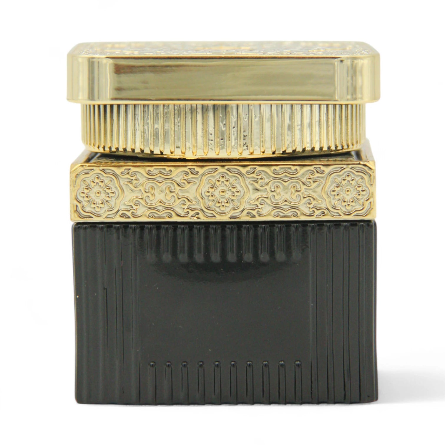 Luxury Black & Gold Square Bakhoor Jar 110ML  | Unique Design | Empty Oud Storage Jar - Damoo