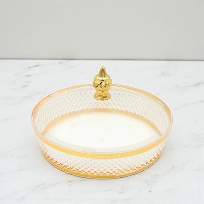 Luxury Clear Acrylic Candy Box with Gold Trim and Ornate Dome Lid – Elegant Decorative Serving Bowl for Sweets, Dates, Nuts & Chocolates – Ideal for Ramadan, Eid, Weddings & Home Décor - Damoo
